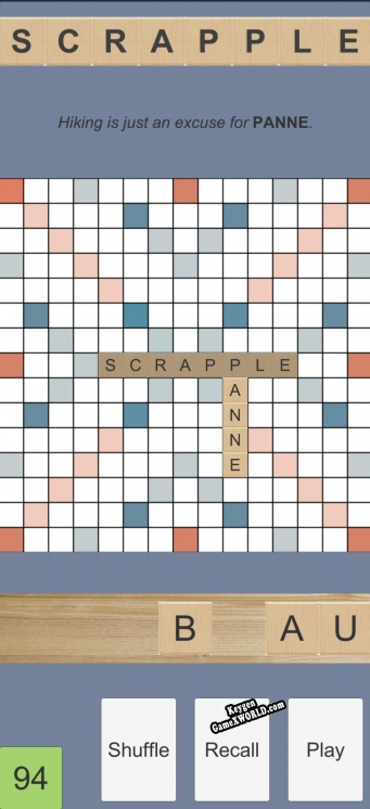 Регистрационный ключ к игре  Scrapple