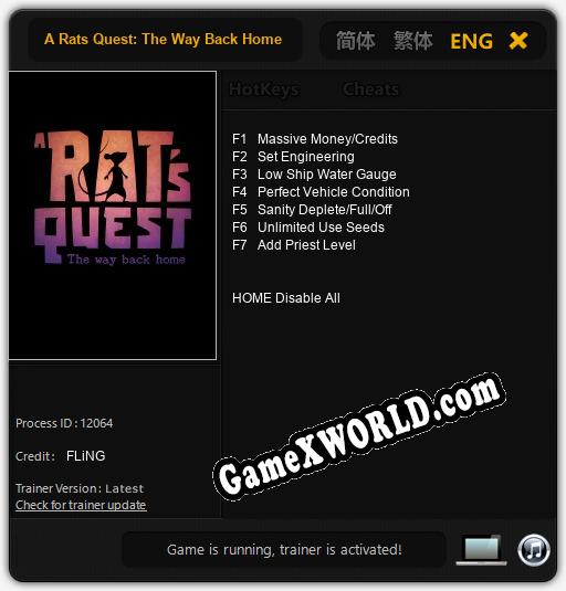 A Rats Quest: The Way Back Home: Читы, Трейнер +7 [dR.oLLe]