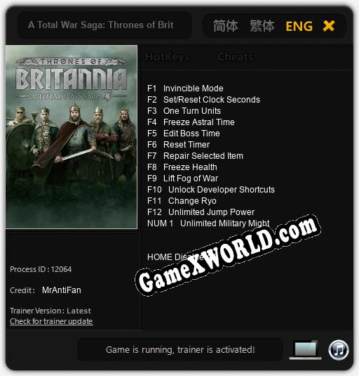 A Total War Saga: Thrones of Britannia: Трейнер +13 [v1.9]