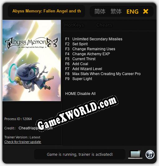 Трейнер для Abyss Memory: Fallen Angel and the Path of Magic [v1.0.9]
