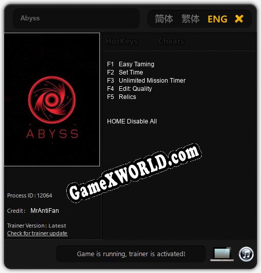 Abyss: ТРЕЙНЕР И ЧИТЫ (V1.0.20)