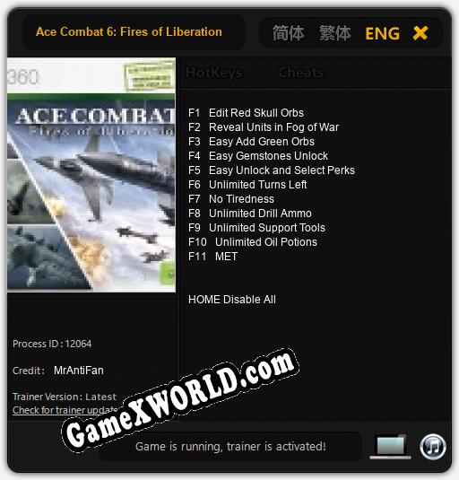 Ace Combat 6: Fires of Liberation: ТРЕЙНЕР И ЧИТЫ (V1.0.28)