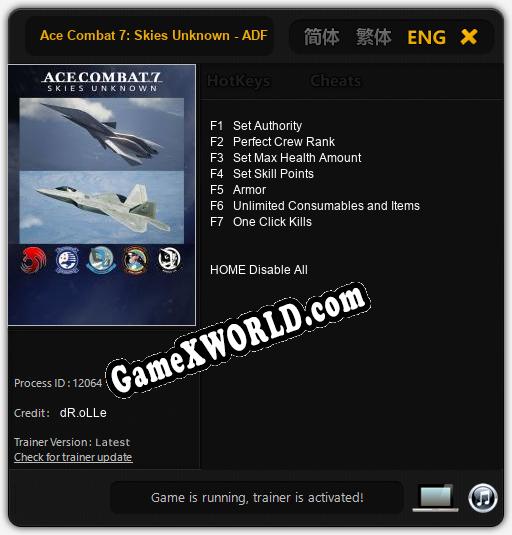 Ace Combat 7: Skies Unknown - ADF-11F Raven: Трейнер +7 [v1.9]