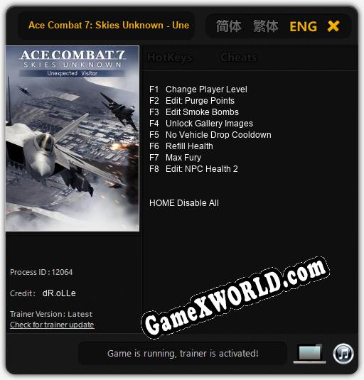 Ace Combat 7: Skies Unknown - Unexpected Visitor: Трейнер +8 [v1.5]