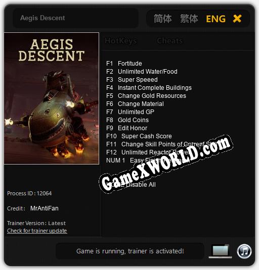 Aegis Descent: Трейнер +13 [v1.8]