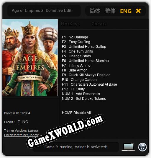 Трейнер для Age of Empires 2: Definitive Edition The Mountain Royals [v1.0.3]