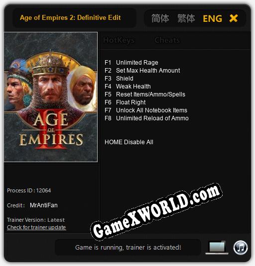 Age of Empires 2: Definitive Edition: Трейнер +8 [v1.1]