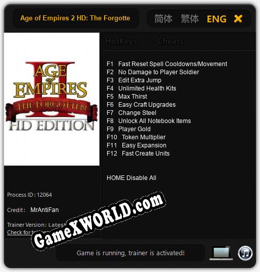 Трейнер для Age of Empires 2 HD: The Forgotten [v1.0.6]