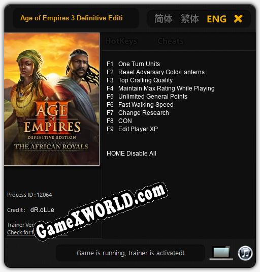 Age of Empires 3 Definitive Edition The African Royals: Трейнер +9 [v1.4]