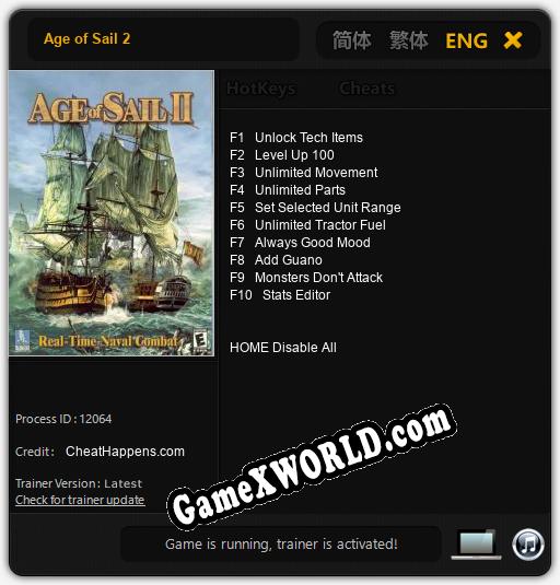 Трейнер для Age of Sail 2 [v1.0.3]