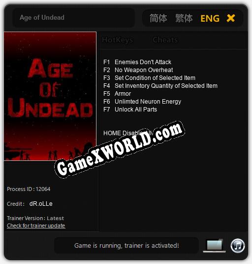 Age of Undead: Трейнер +7 [v1.8]