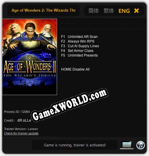 Трейнер для Age of Wonders 2: The Wizards Throne [v1.0.7]