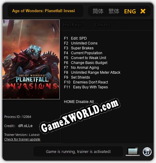 Трейнер для Age of Wonders: Planetfall Invasion [v1.0.6]