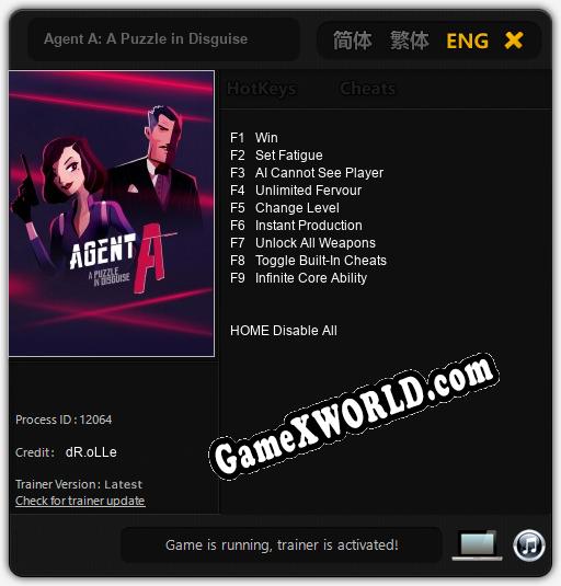 Agent A: A Puzzle in Disguise: Читы, Трейнер +9 [dR.oLLe]