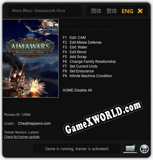 Трейнер для Aima Wars: Steampunk Orcs [v1.0.8]