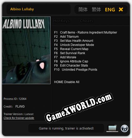 Albino Lullaby: Трейнер +10 [v1.1]