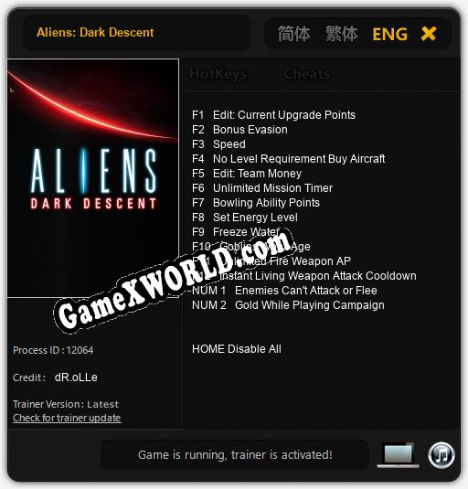 Aliens: Dark Descent: Трейнер +14 [v1.4]