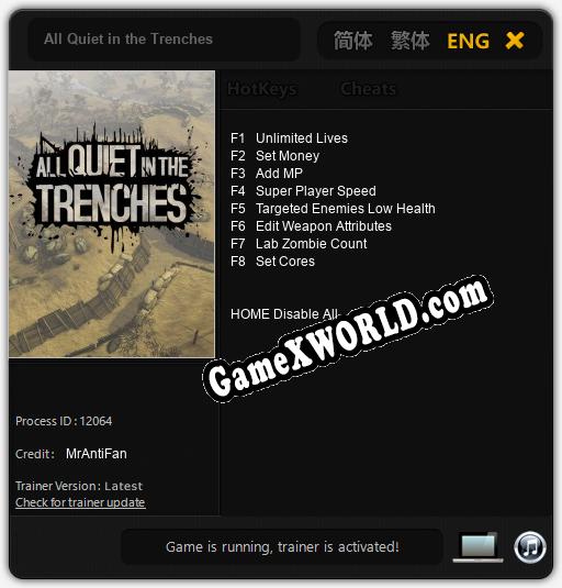 All Quiet in the Trenches: ТРЕЙНЕР И ЧИТЫ (V1.0.60)