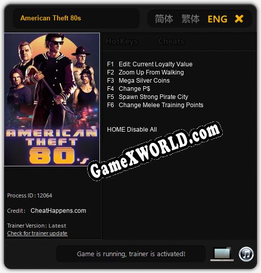 Трейнер для American Theft 80s [v1.0.4]