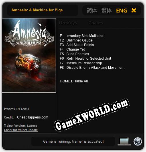 Amnesia: A Machine for Pigs: ТРЕЙНЕР И ЧИТЫ (V1.0.74)