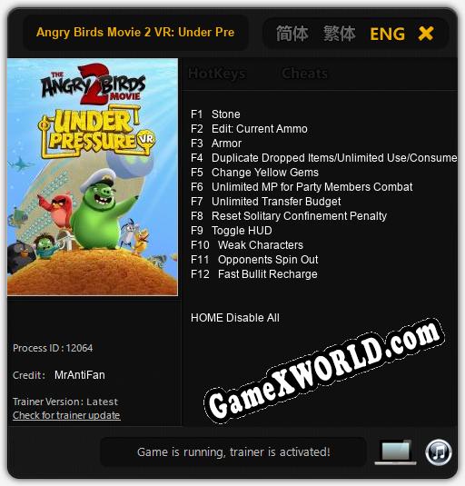 Angry Birds Movie 2 VR: Under Pressure: ТРЕЙНЕР И ЧИТЫ (V1.0.47)