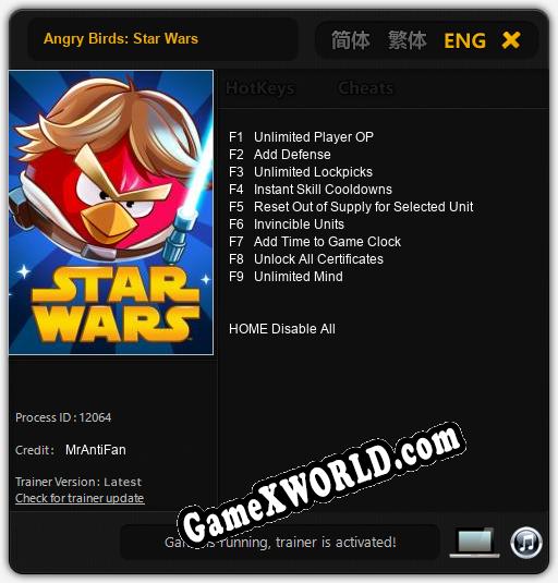 Angry Birds: Star Wars: Читы, Трейнер +9 [MrAntiFan]