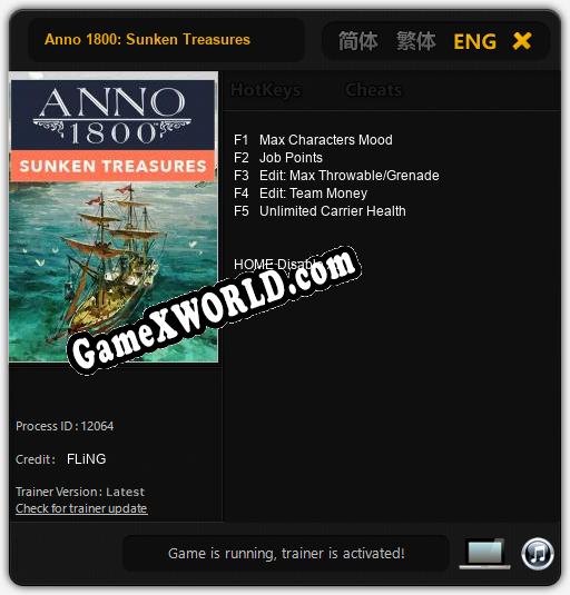 Трейнер для Anno 1800: Sunken Treasures [v1.0.8]