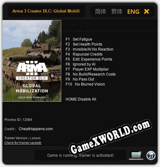 Arma 3 Creator DLC: Global Mobilization Cold War Germany: Читы, Трейнер +10 [CheatHappens.com]