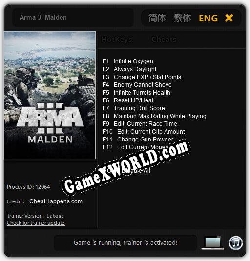 Arma 3: Malden: Читы, Трейнер +12 [CheatHappens.com]