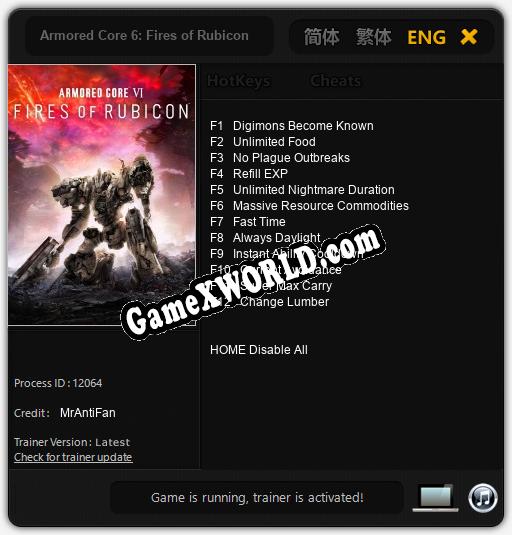 Armored Core 6: Fires of Rubicon: Трейнер +12 [v1.1]