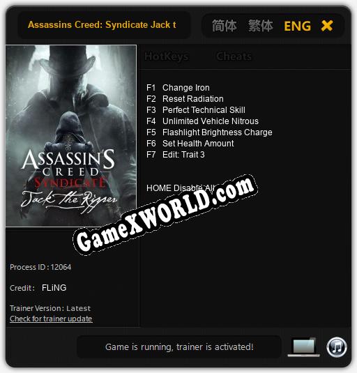 Assassins Creed: Syndicate Jack the ripper: Читы, Трейнер +7 [FLiNG]