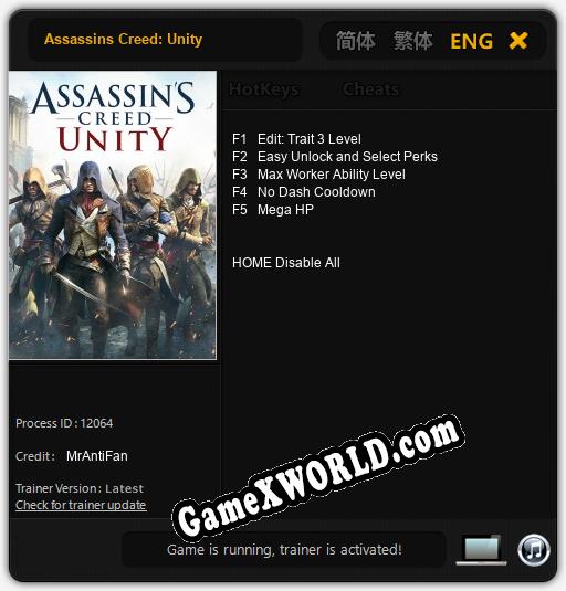 Трейнер для Assassins Creed: Unity [v1.0.3]