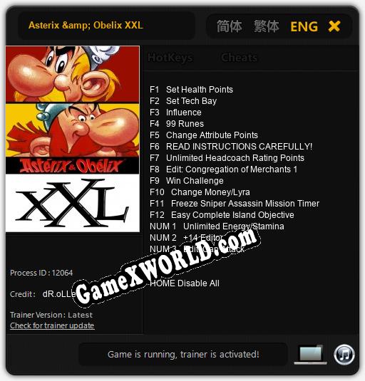 Asterix & Obelix XXL: Читы, Трейнер +15 [dR.oLLe]