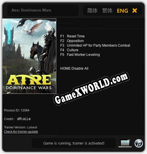 Трейнер для Atre: Dominance Wars [v1.0.7]