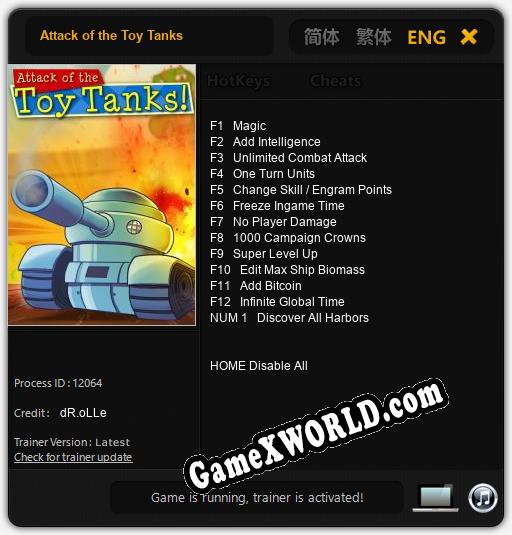Attack of the Toy Tanks: Трейнер +13 [v1.2]