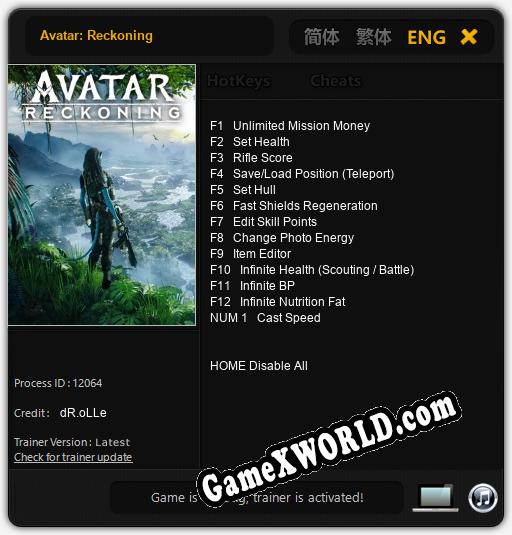 Avatar: Reckoning: ТРЕЙНЕР И ЧИТЫ (V1.0.37)