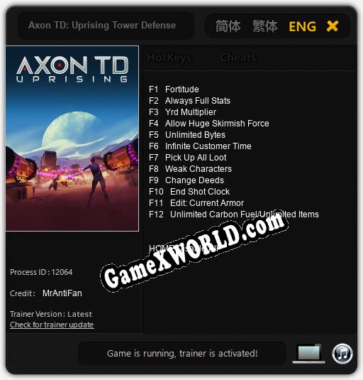 Axon TD: Uprising Tower Defense: Трейнер +12 [v1.4]