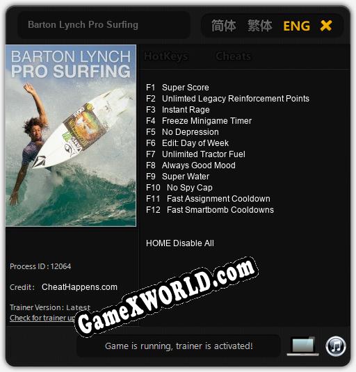 Трейнер для Barton Lynch Pro Surfing [v1.0.9]