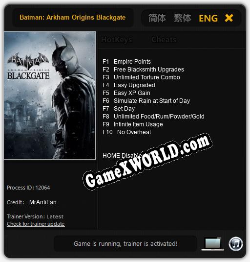 Batman: Arkham Origins Blackgate: Трейнер +10 [v1.8]