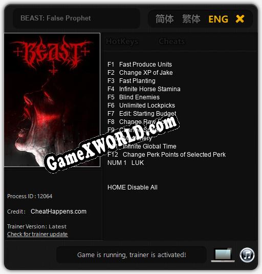 BEAST: False Prophet: Читы, Трейнер +13 [CheatHappens.com]