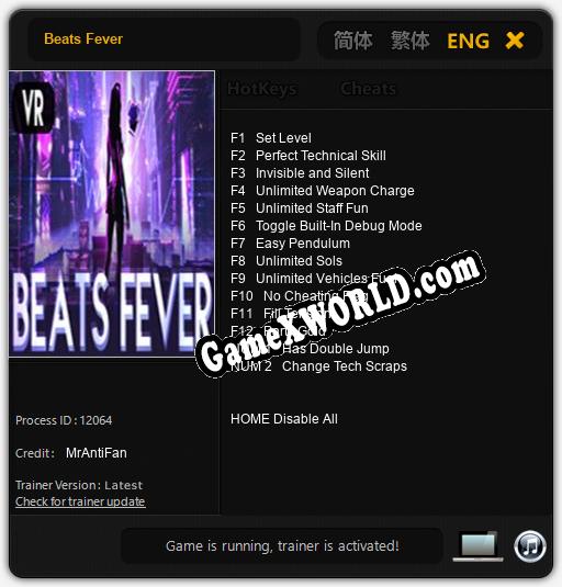 Beats Fever: Трейнер +14 [v1.9]