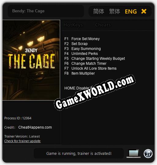 Bendy: The Cage: Читы, Трейнер +8 [CheatHappens.com]