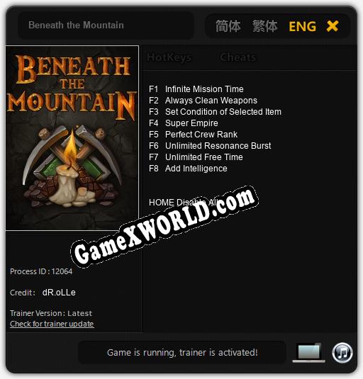 Beneath the Mountain: Трейнер +8 [v1.2]