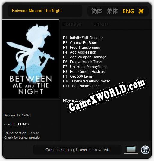 Between Me and The Night: Читы, Трейнер +11 [FLiNG]