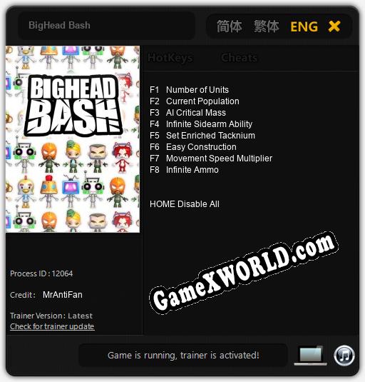 BigHead Bash: Читы, Трейнер +8 [MrAntiFan]