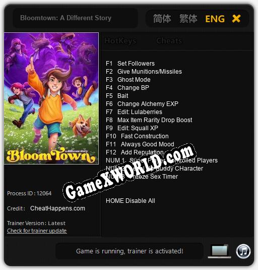 Bloomtown: A Different Story: ТРЕЙНЕР И ЧИТЫ (V1.0.8)