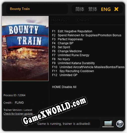 Bounty Train: Читы, Трейнер +12 [FLiNG]