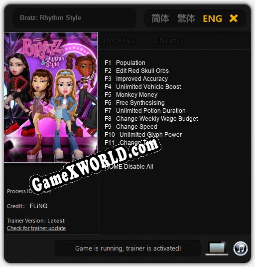 Трейнер для Bratz: Rhythm Style [v1.0.5]