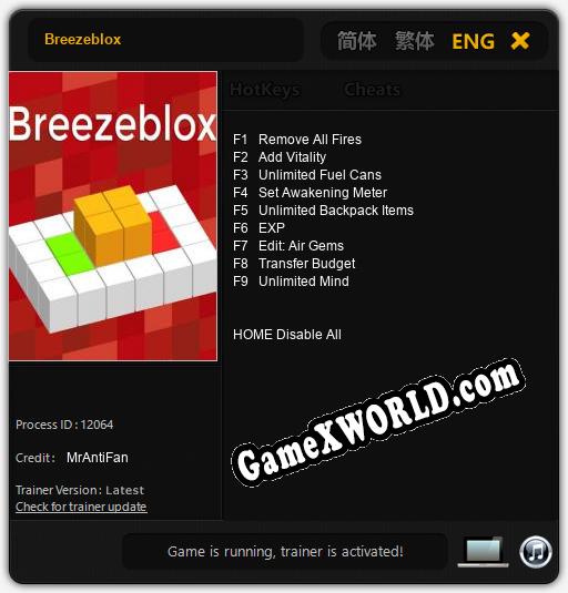 Трейнер для Breezeblox [v1.0.2]