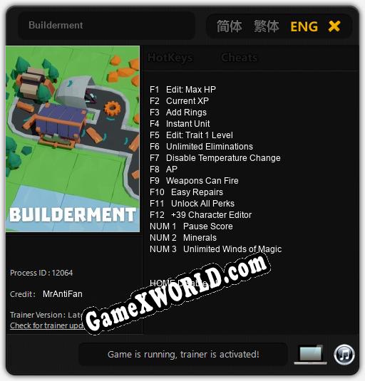 Трейнер для Builderment [v1.0.6]